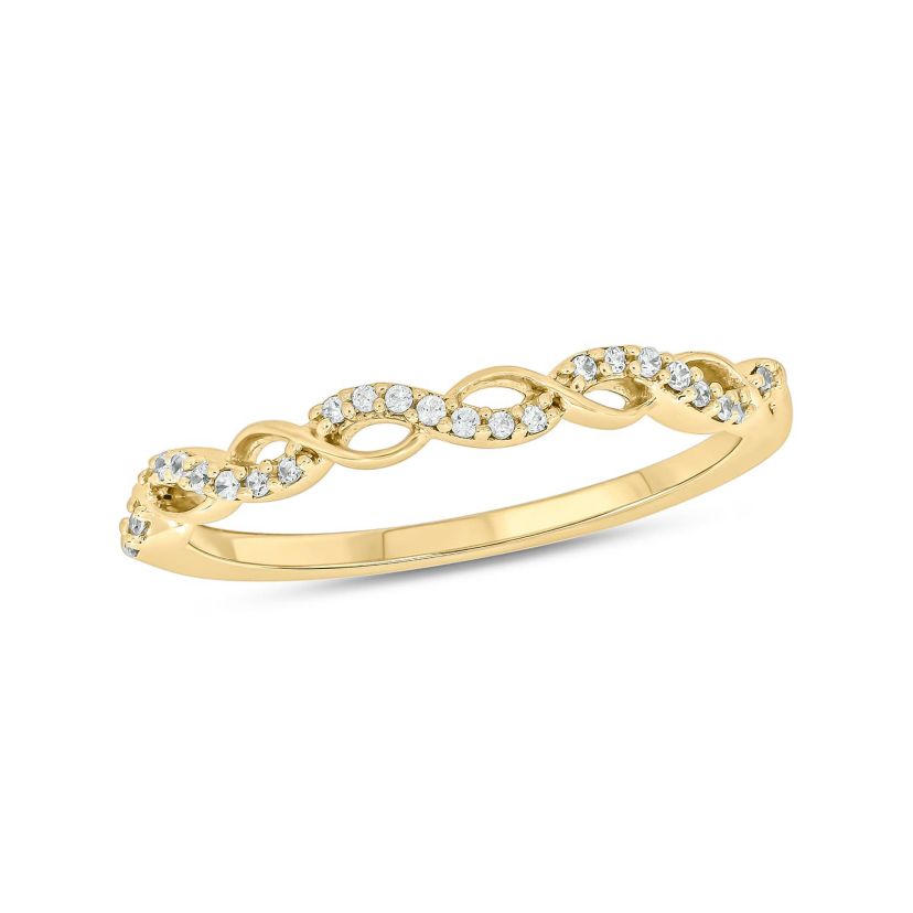 1/10 Carat, Diamonds Elegant Wedding Ring in 14K Yellow Gold