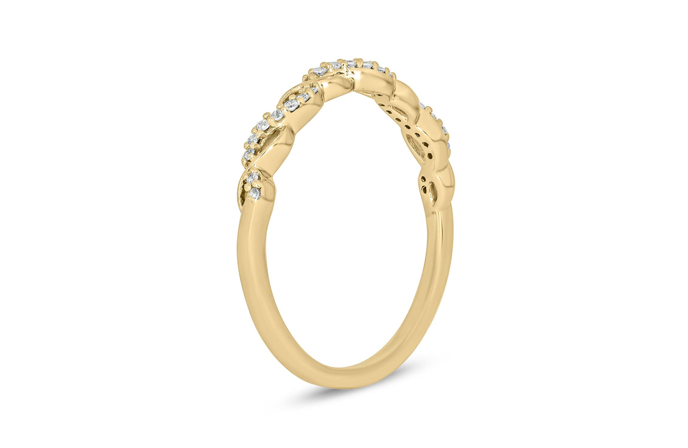 1/10 Carat, Diamonds Elegant Wedding Ring in 14K Yellow Gold