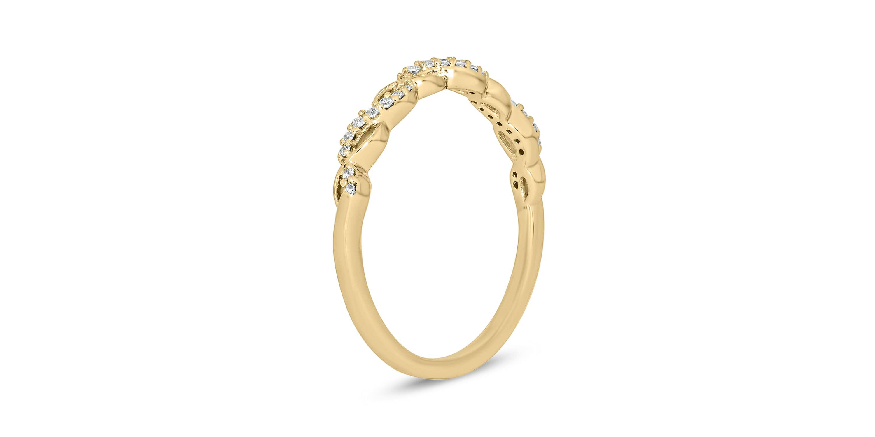 1/10 Carat, Diamonds Elegant Wedding Ring in 14K Yellow Gold
