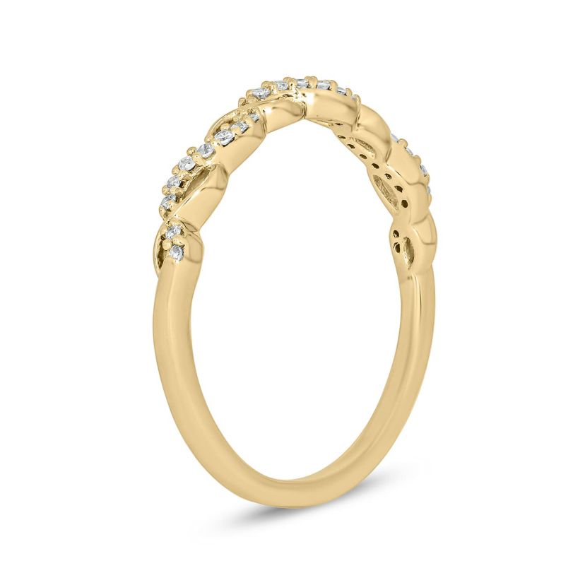 1/10 Carat, Diamonds Elegant Wedding Ring in 14K Yellow Gold