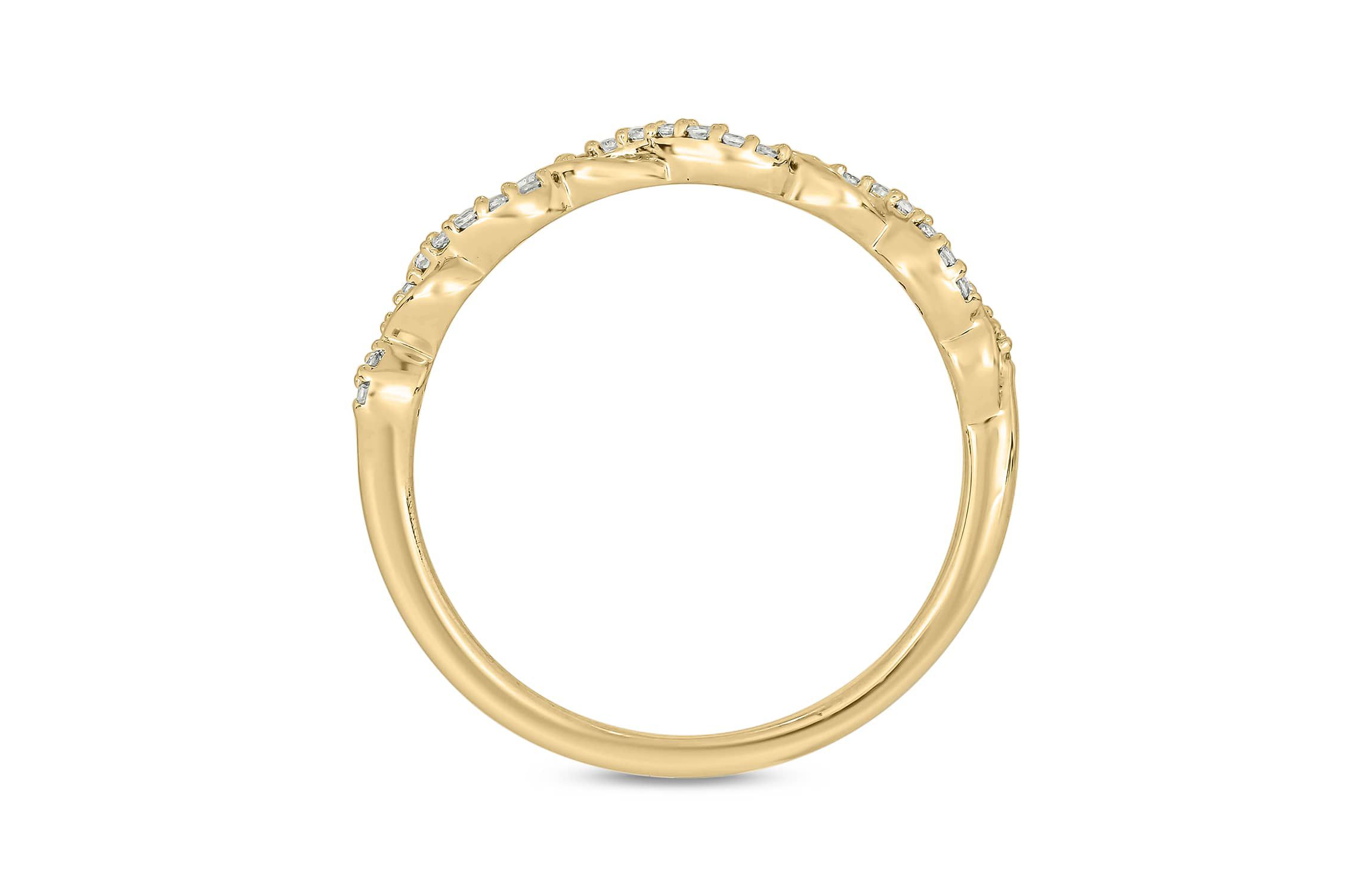 1/10 Carat, Diamonds Elegant Wedding Ring in 14K Yellow Gold