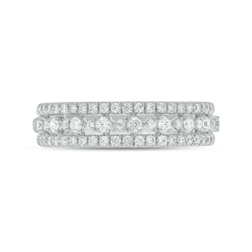 1/2 Carat, Diamonds gold 3-row diamond Ring in 10K White Gold