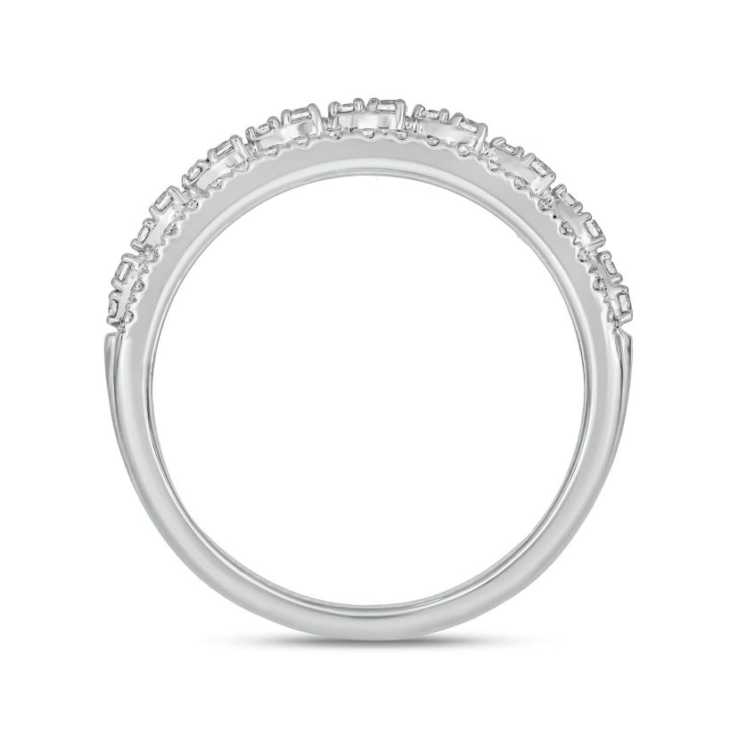1/2 Carat, Diamonds gold 3-row diamond Ring in 10K White Gold