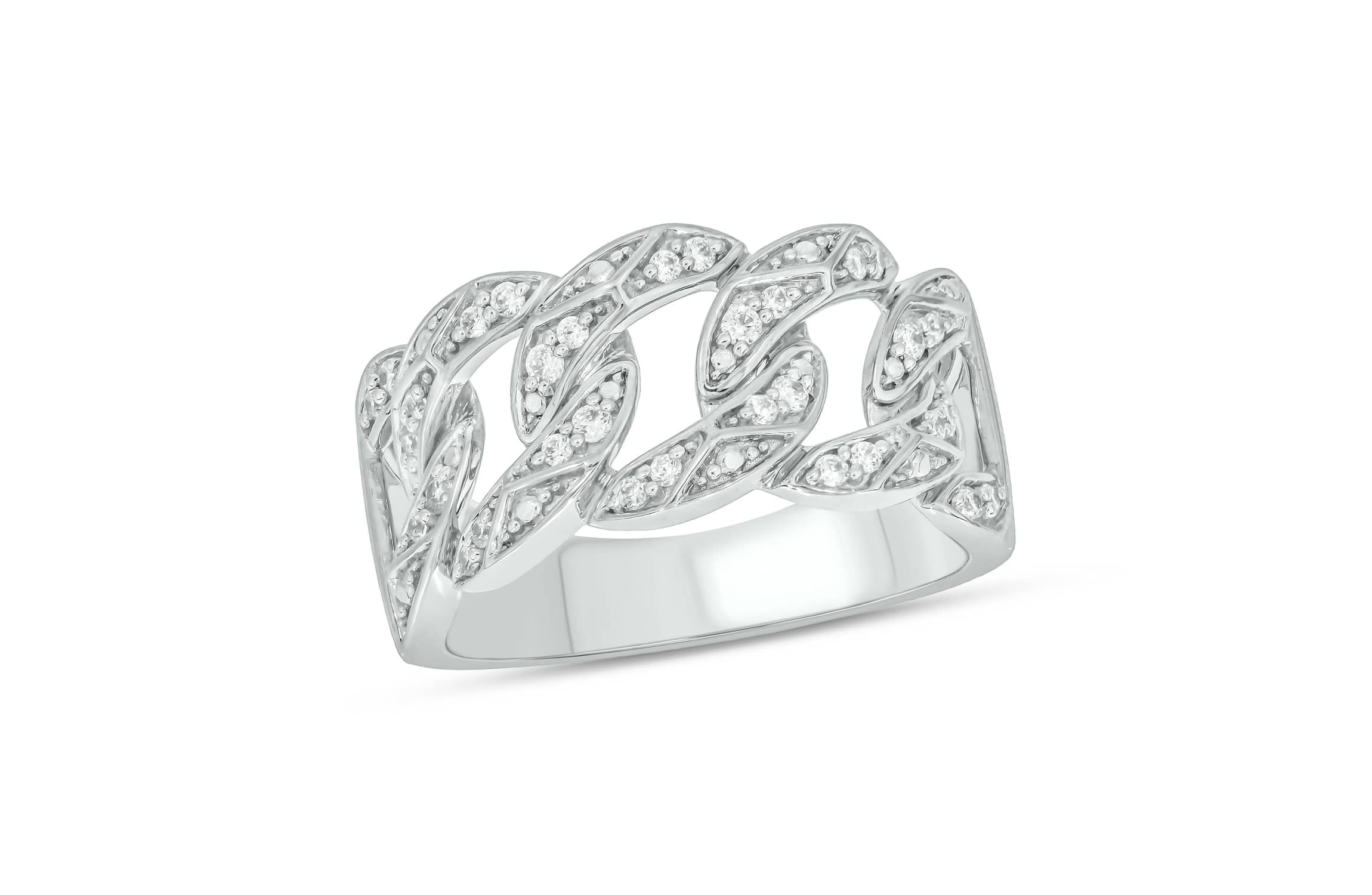 1/3 Carat, Diamonds Cuban Mens Ring in Sterling Silver