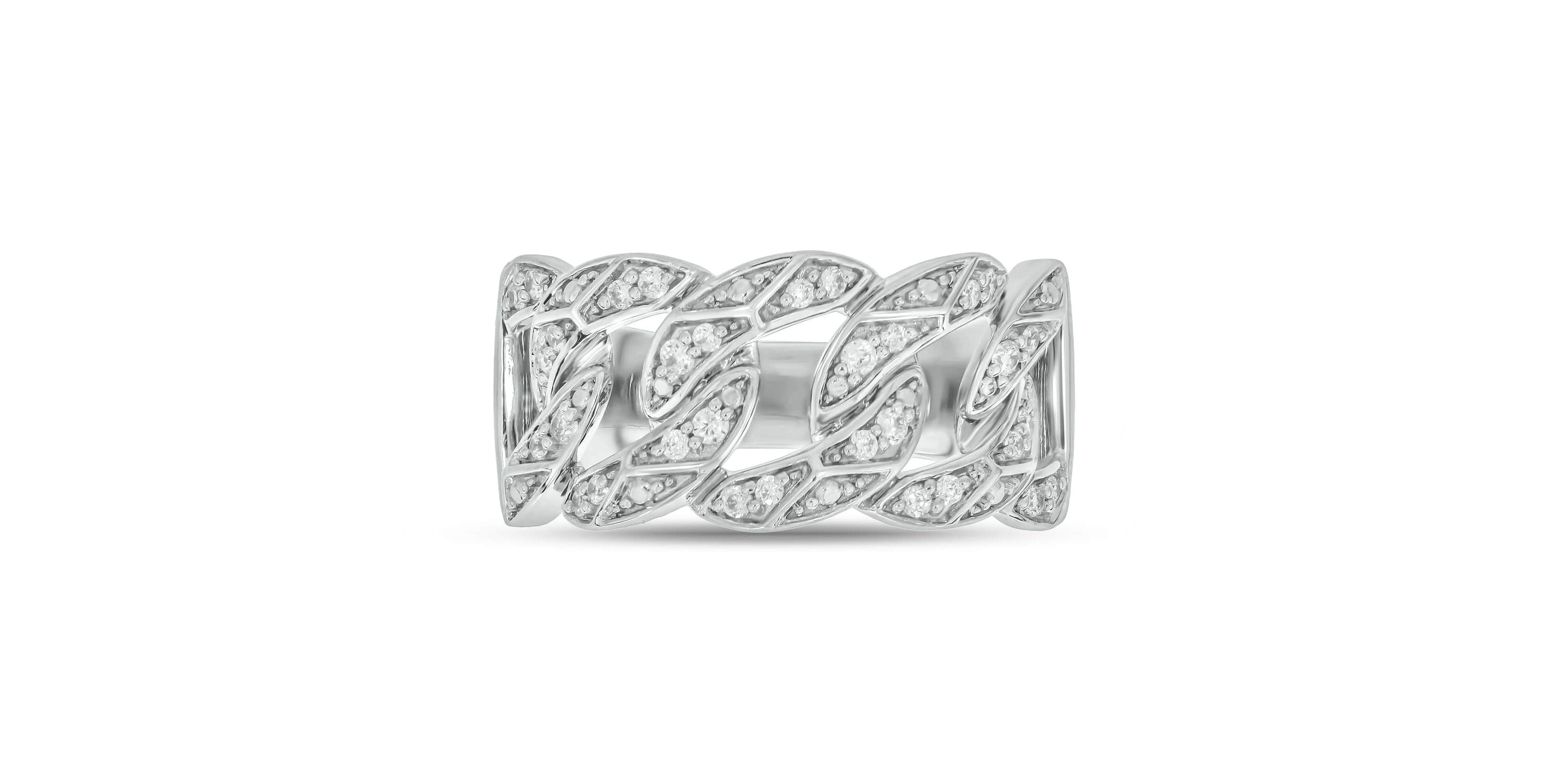 1/3 Carat, Diamonds Cuban Mens Ring in Sterling Silver