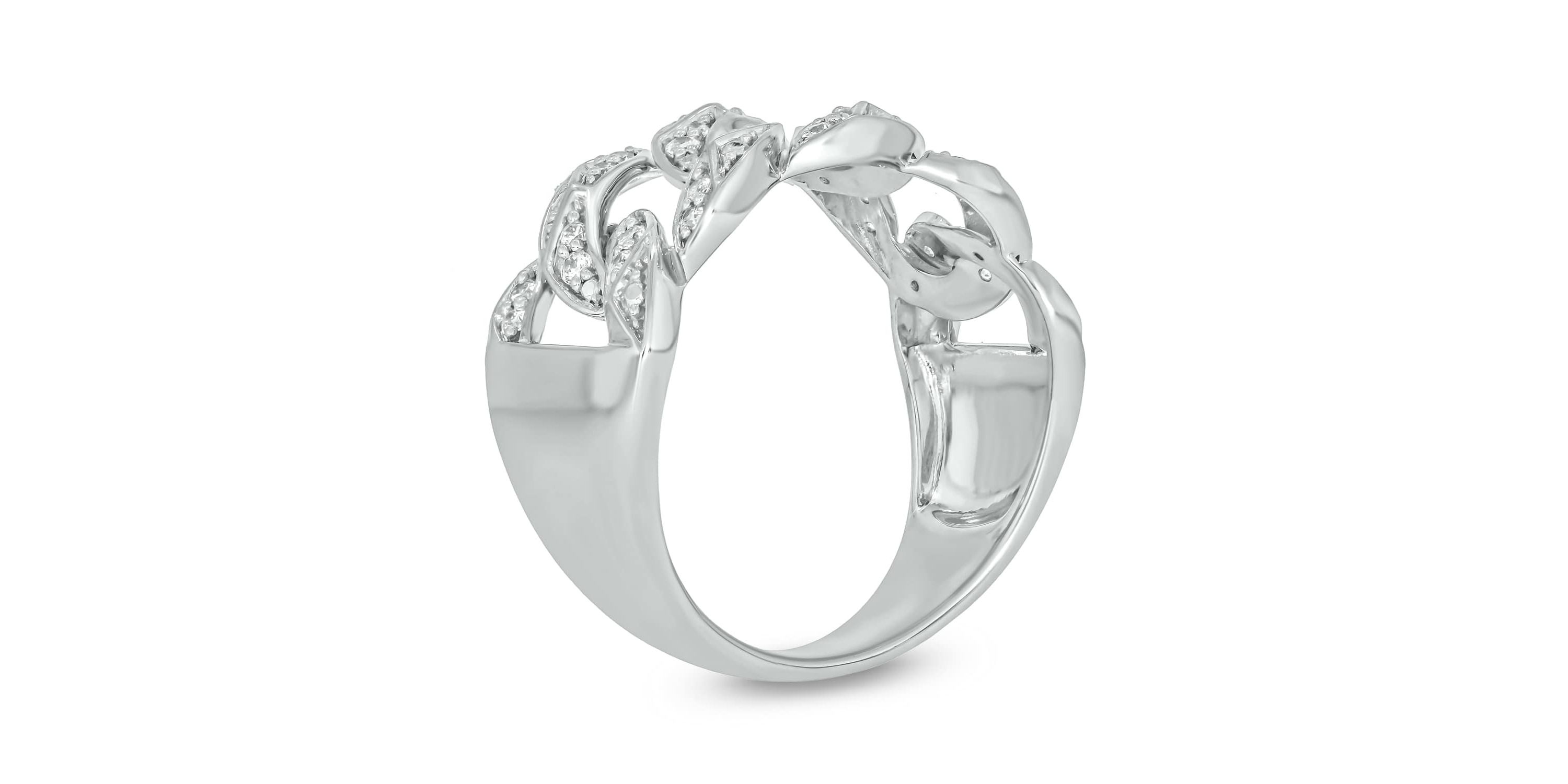 1/3 Carat, Diamonds Cuban Mens Ring in Sterling Silver
