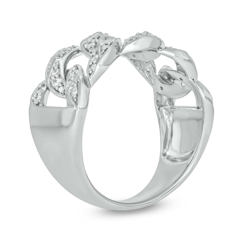 1/3 Carat, Diamonds Cuban Mens Ring in Sterling Silver