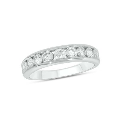 Belk & Co Lab Created 1 Carat Lab-Grown Diamond Channel Band Anniversary Ring in Sterling Silver, White, 9