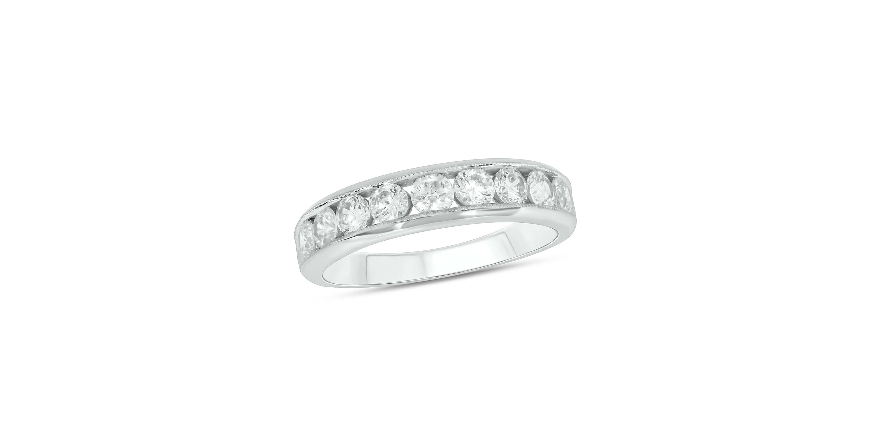 Lab Created 1 Carat Lab-Grown Diamond Channel Band  Anniversary Ring in Sterling Silver