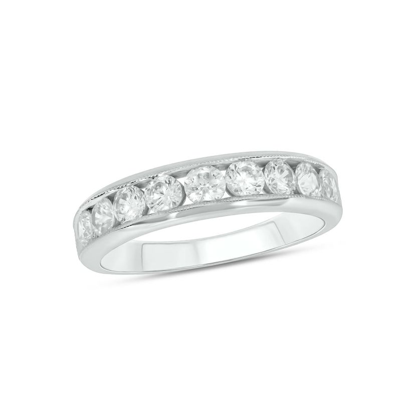 Lab Created 1 Carat Lab-Grown Diamond Channel Band  Anniversary Ring in Sterling Silver
