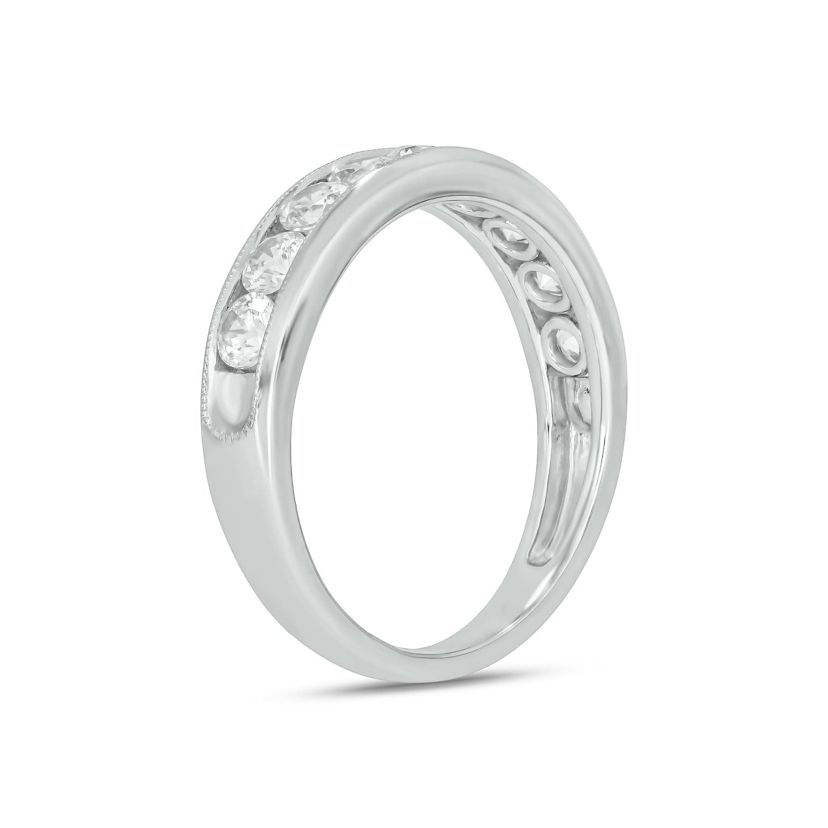 Lab Created 1 Carat Lab-Grown Diamond Channel Band  Anniversary Ring in Sterling Silver
