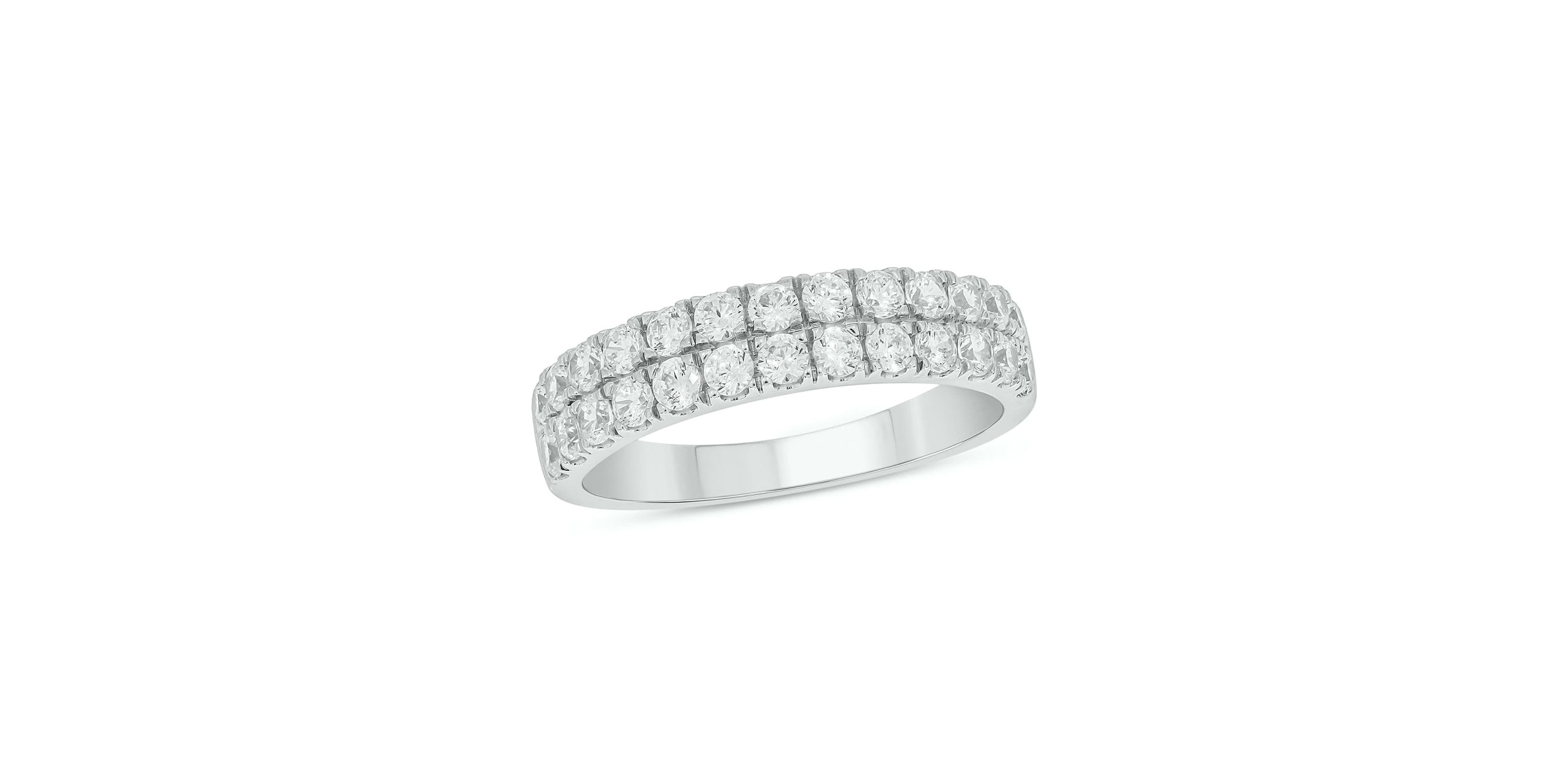 Lab Created 1 Carat Lab-Grown Dazzling Two-Row Diamond Anniversary Ring in Sterling Silver