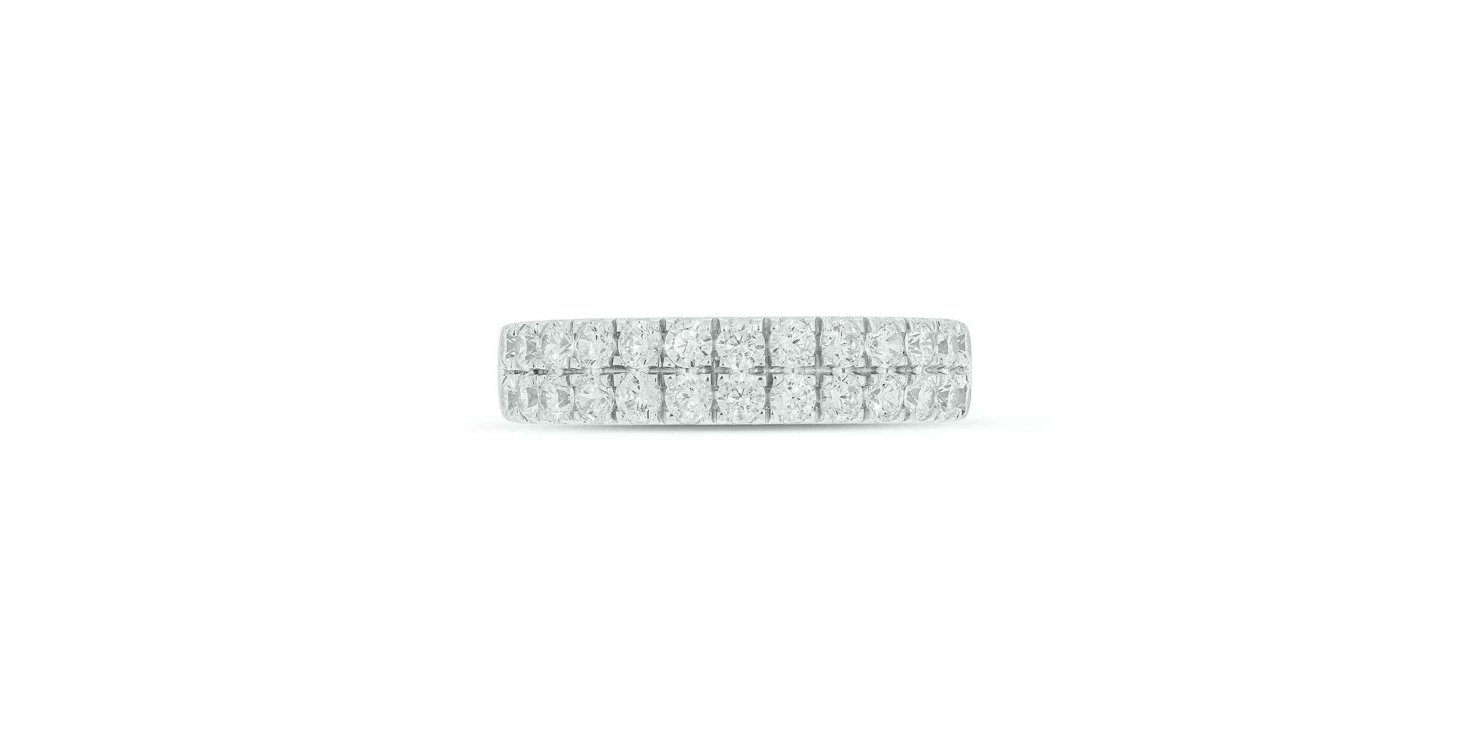 Lab Created 1 Carat Lab-Grown Dazzling Two-Row Diamond Anniversary Ring in Sterling Silver