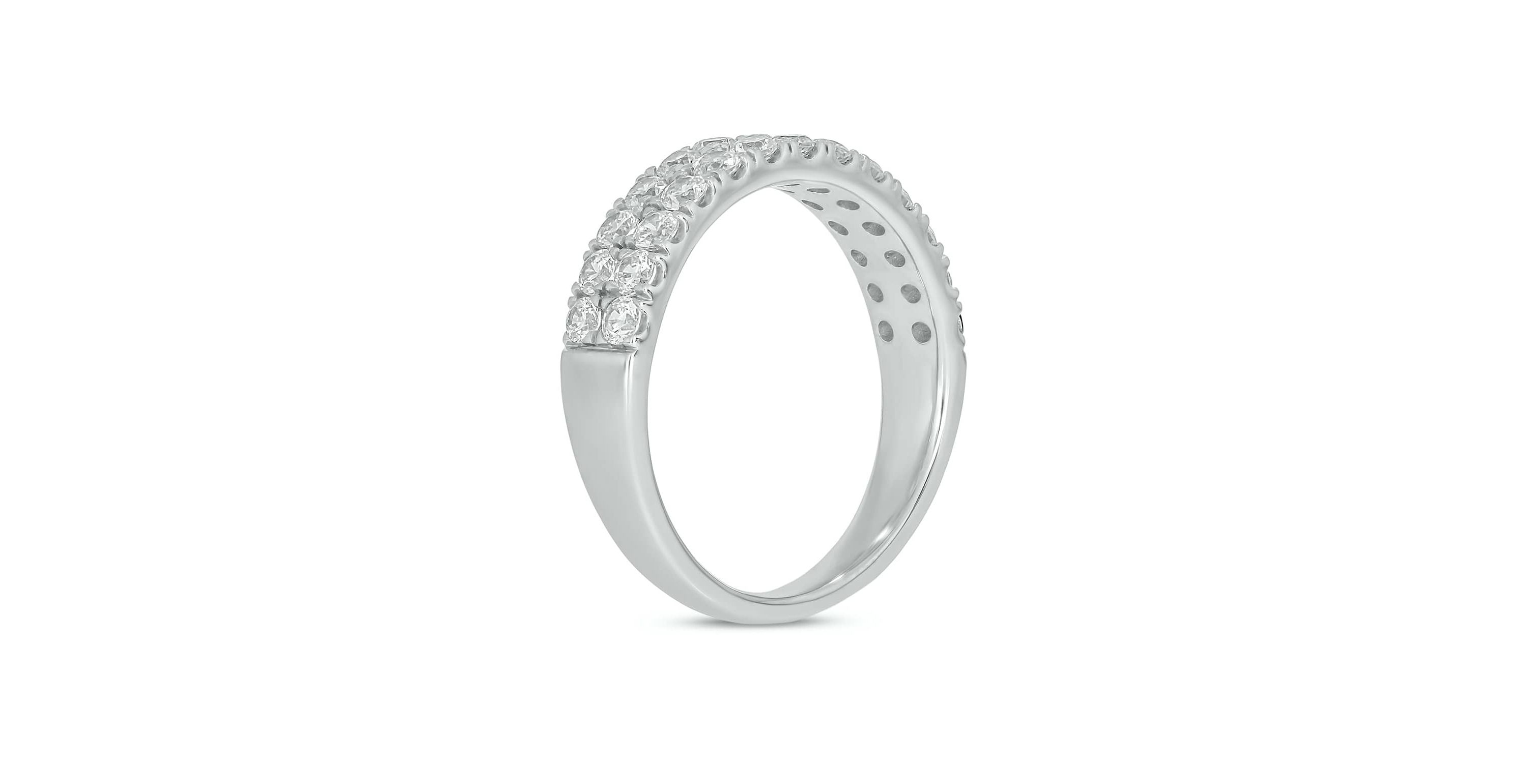 Lab Created 1 Carat Lab-Grown Dazzling Two-Row Diamond Anniversary Ring in Sterling Silver