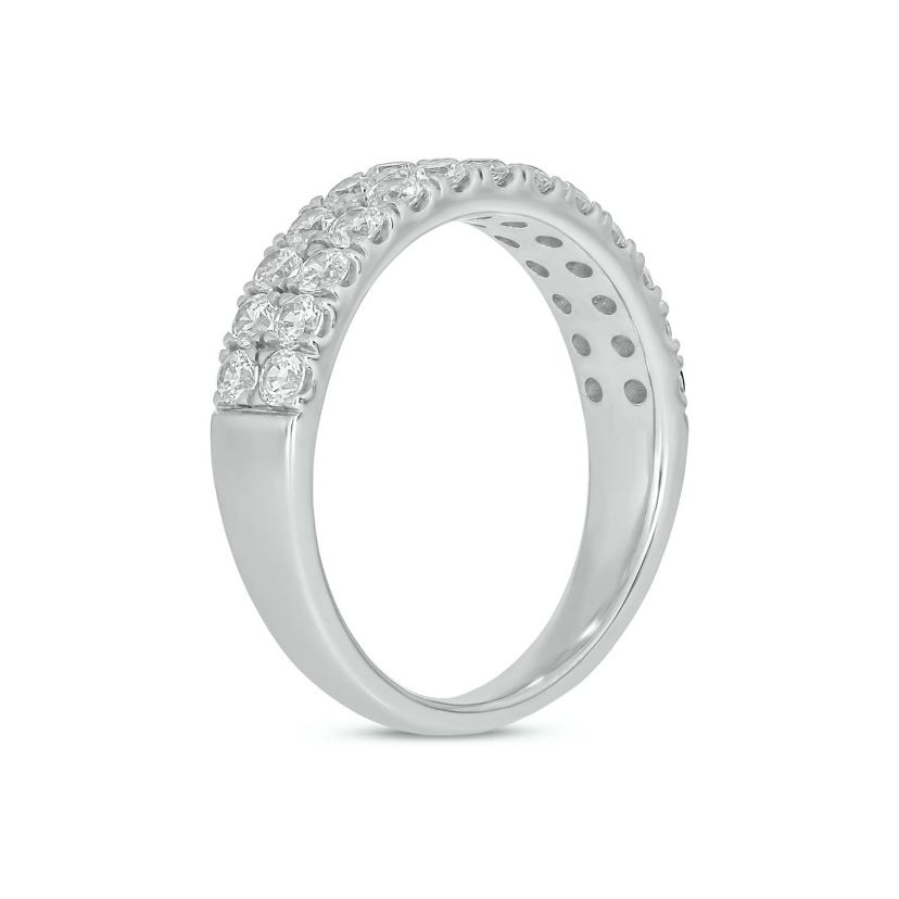 Lab Created 1 Carat Lab-Grown Dazzling Two-Row Diamond Anniversary Ring in Sterling Silver
