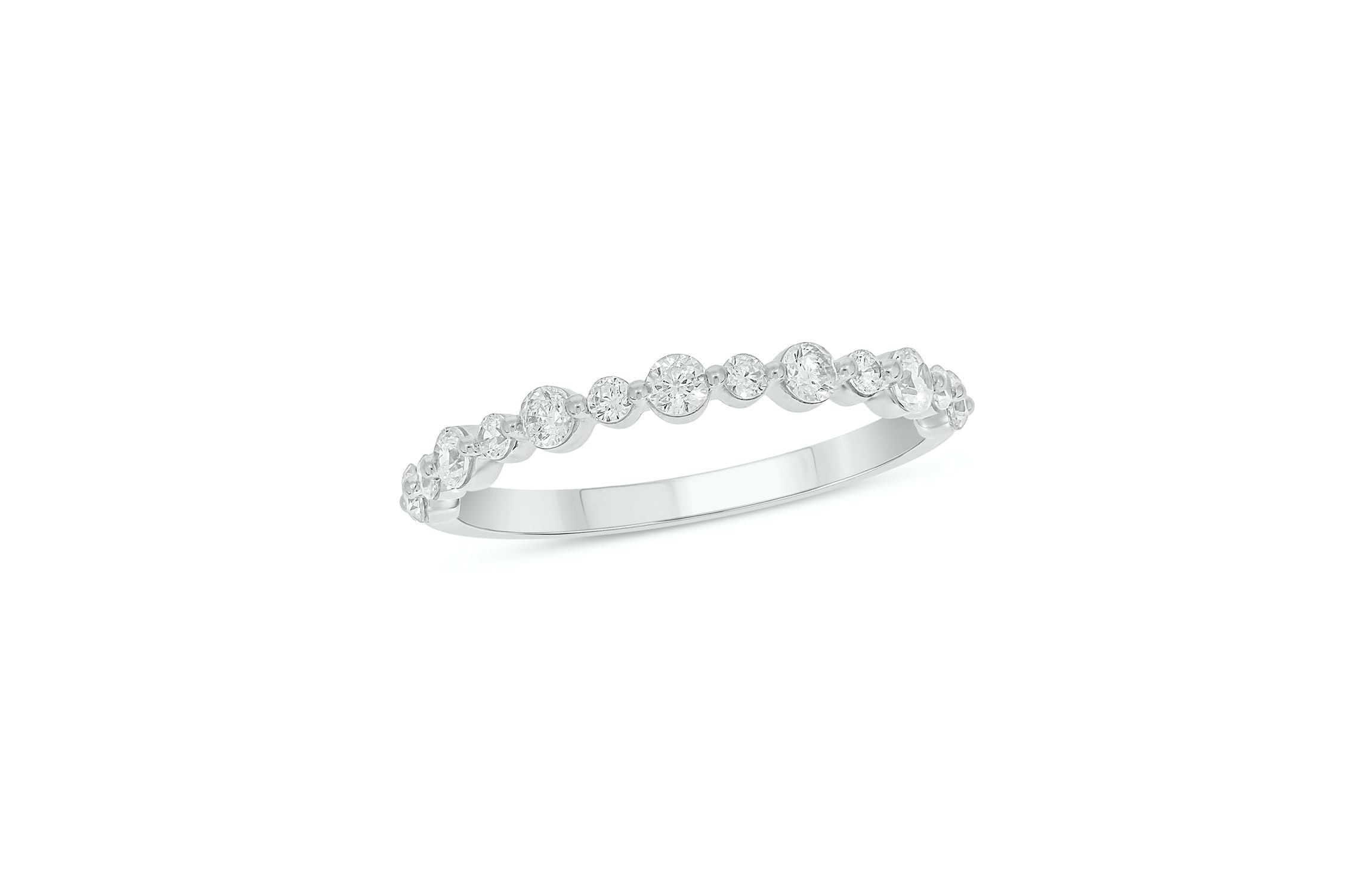 Lab Created 1/2 Carat Lab-Grown Diamond Half Bezel Anniversary Ring in Sterling Silver
