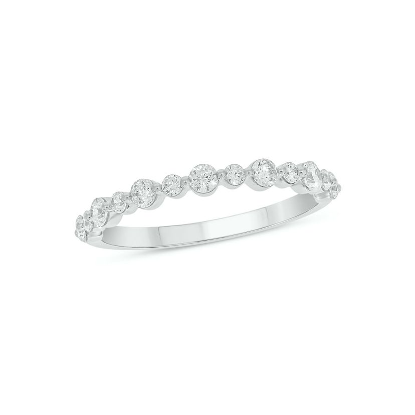 Lab Created 1/2 Carat Lab-Grown Diamond Half Bezel Anniversary Ring in Sterling Silver