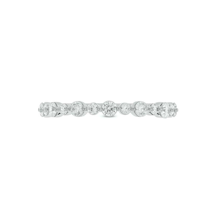 Lab Created 1/2 Carat Lab-Grown Diamond Half Bezel Anniversary Ring in Sterling Silver
