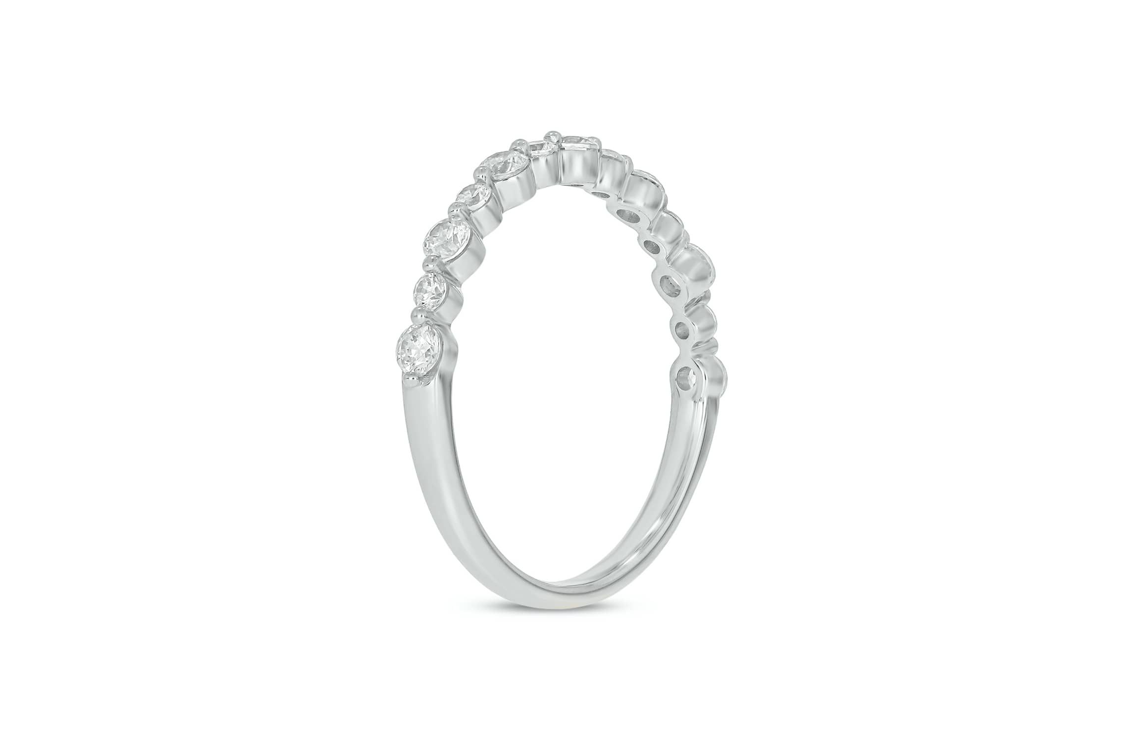 Lab Created 1/2 Carat Lab-Grown Diamond Half Bezel Anniversary Ring in Sterling Silver