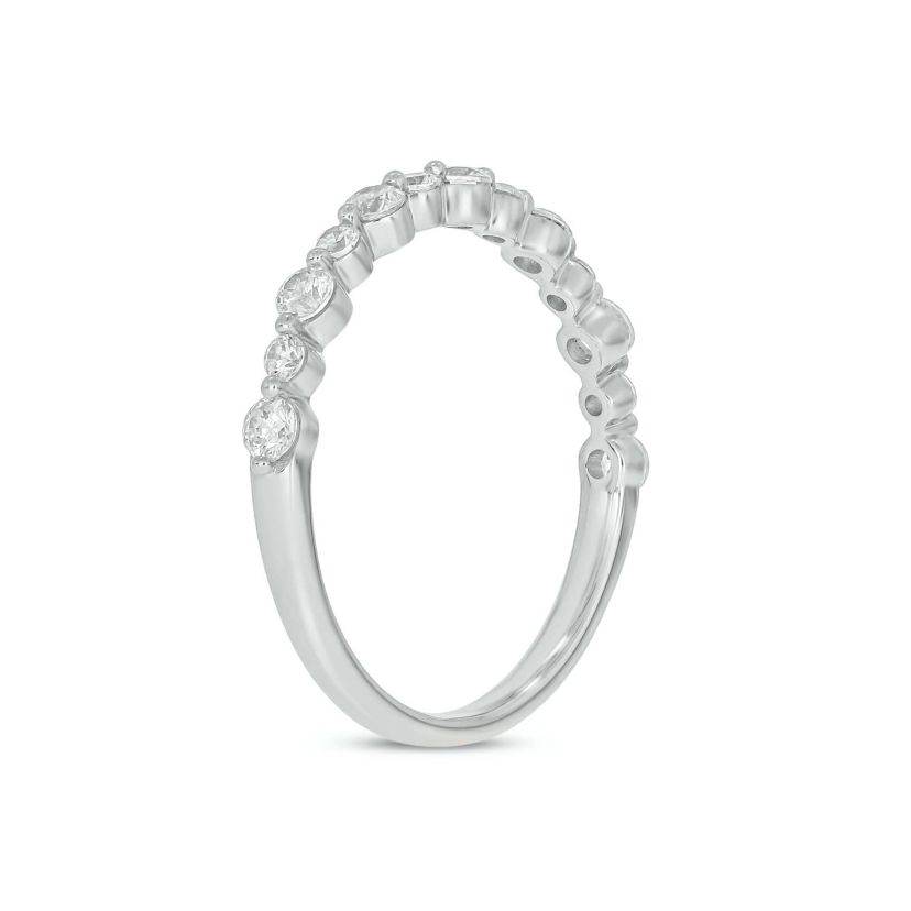 Lab Created 1/2 Carat Lab-Grown Diamond Half Bezel Anniversary Ring in Sterling Silver