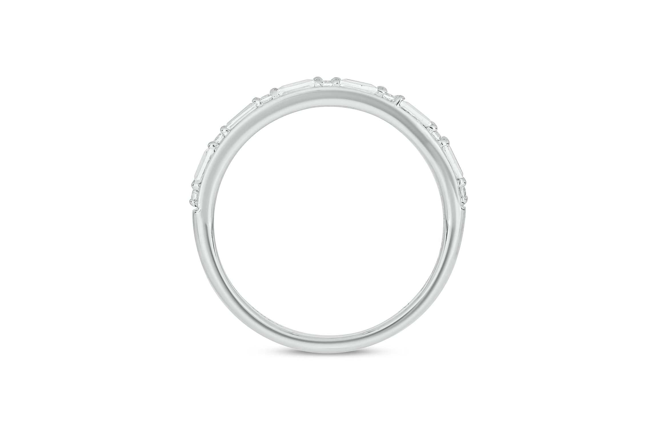 Lab Created 1/4 Carat Lab-Grown Round & Bagutte Anniversary Ring in Sterling Silver