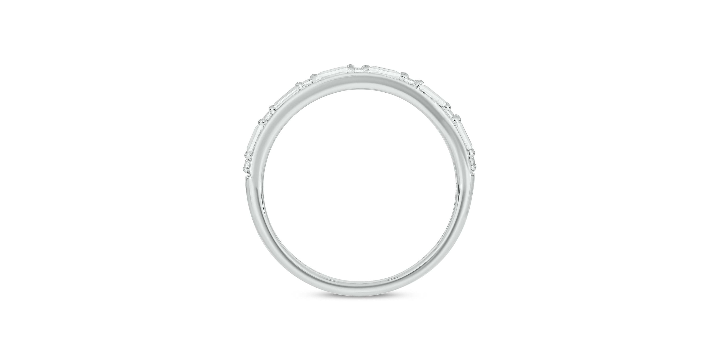 Lab Created 1/4 Carat Lab-Grown Round & Bagutte Anniversary Ring in Sterling Silver