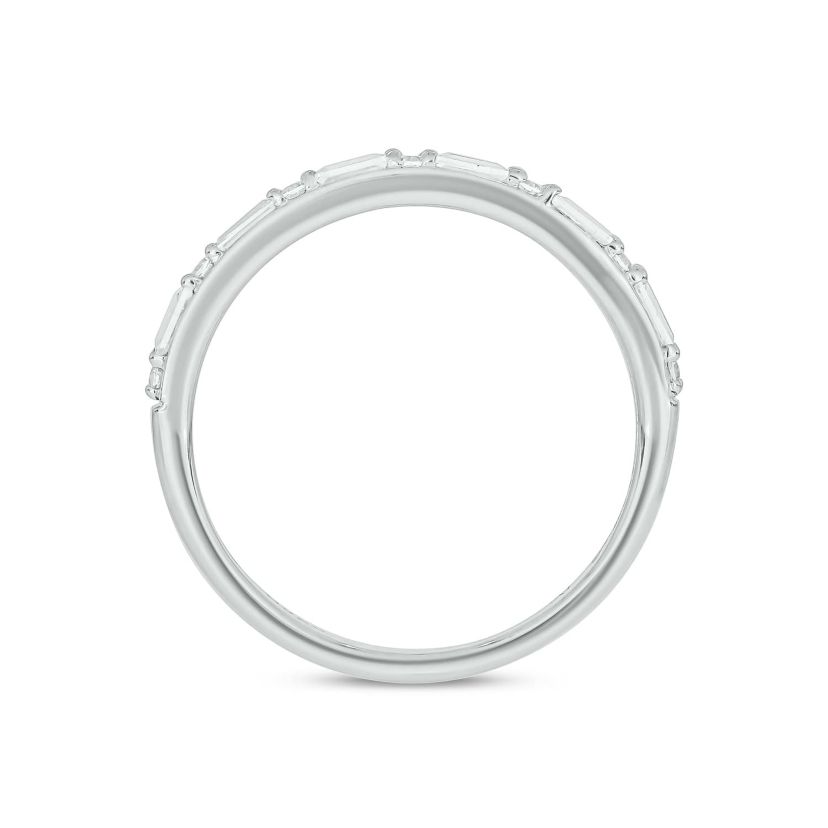 Lab Created 1/4 Carat Lab-Grown Round & Bagutte Anniversary Ring in Sterling Silver