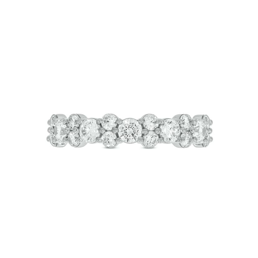 Lab Created 1 Carat Lab-Grown Diamond Elegant Two-Stone Anniversary Ring in Sterling Silver