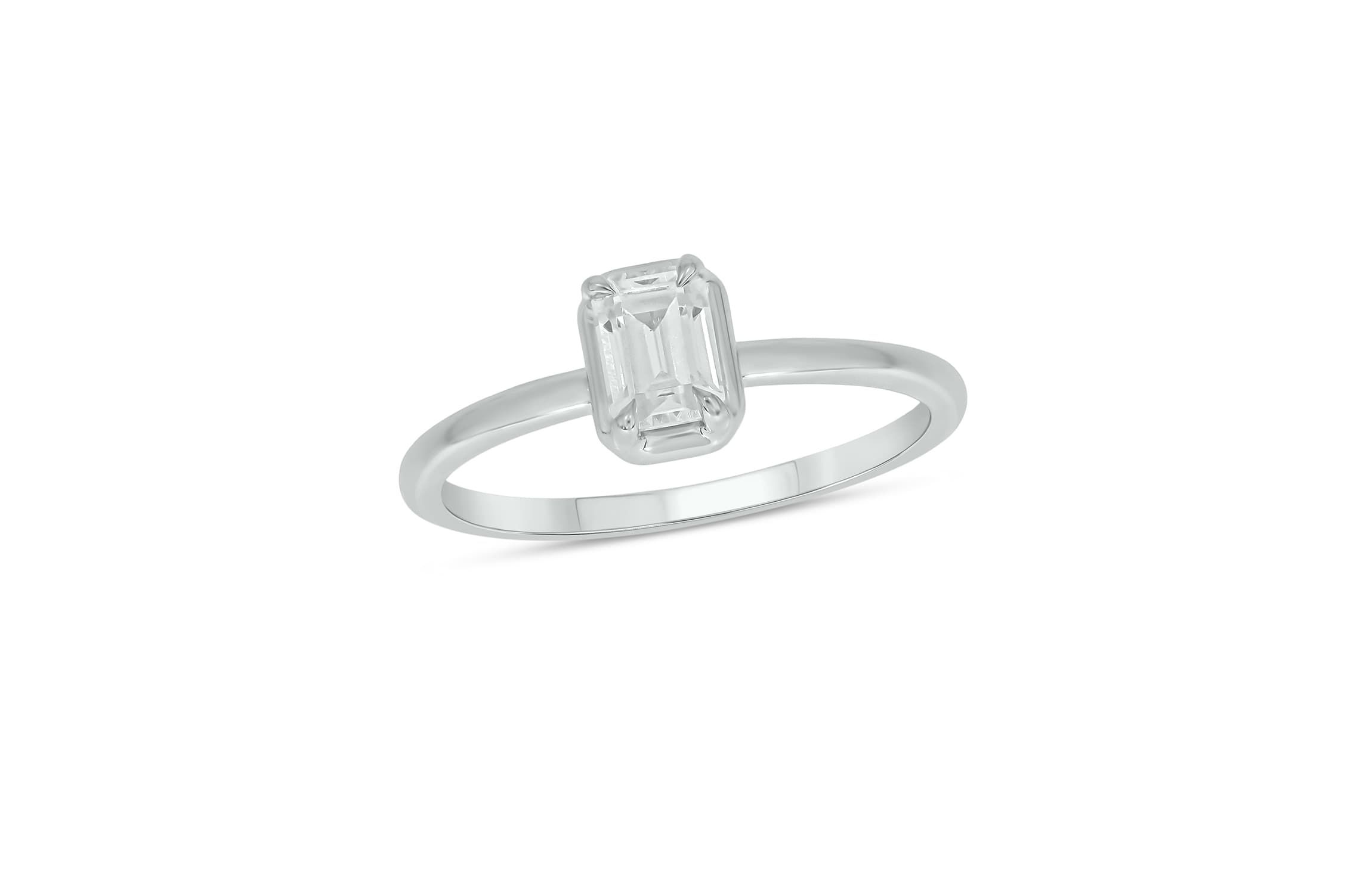 Lab Created 1/3 Carat Lab-Grown Diamond Solitaire Emerald-Cut Ring in Sterling Silver