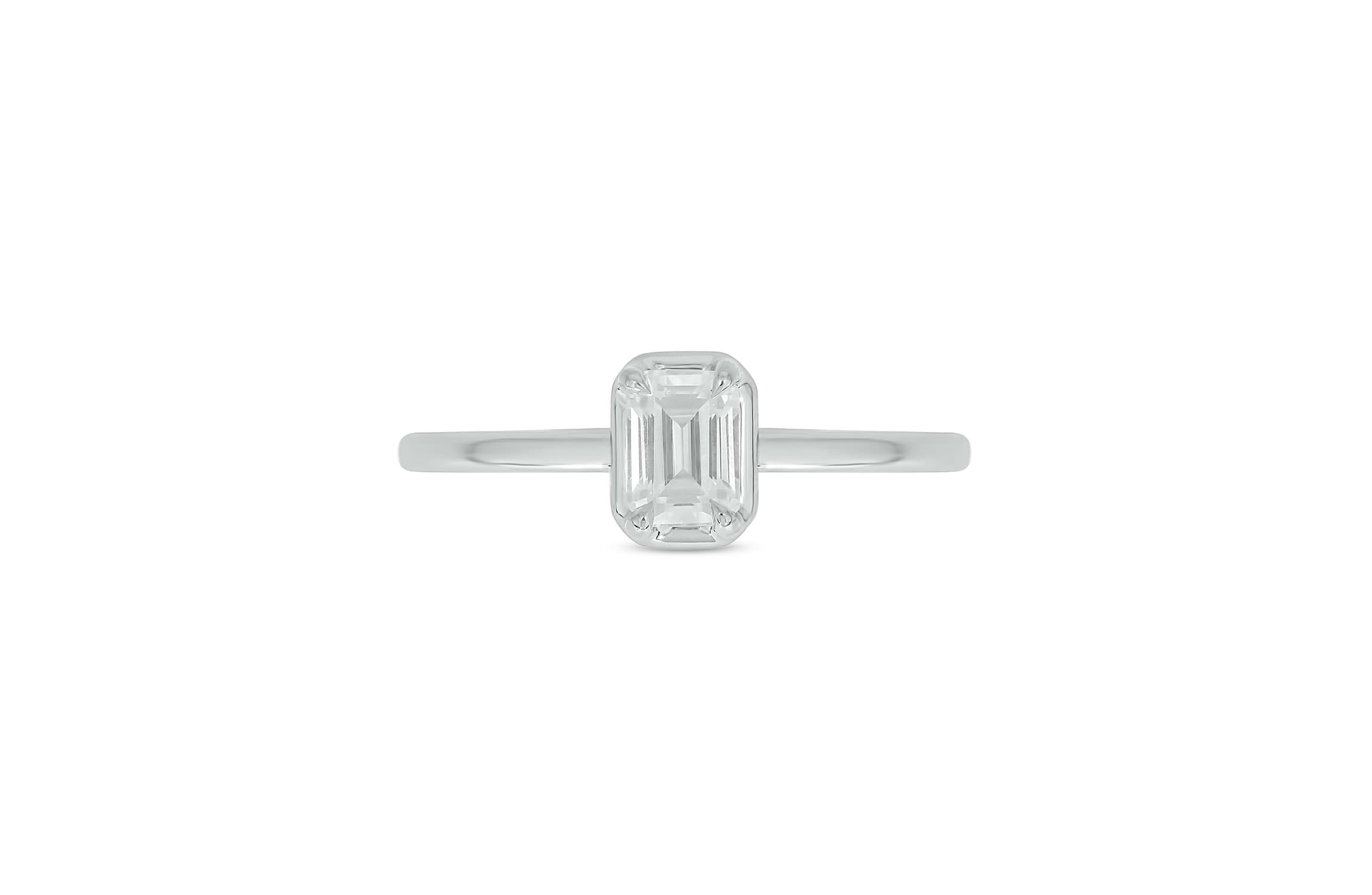 Lab Created 1/3 Carat Lab-Grown Diamond Solitaire Emerald-Cut Ring in Sterling Silver