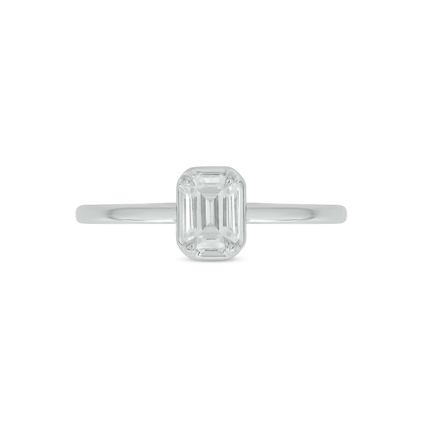 Lab Created 1/3 Carat Lab-Grown Diamond Solitaire Emerald-Cut Ring in Sterling Silver