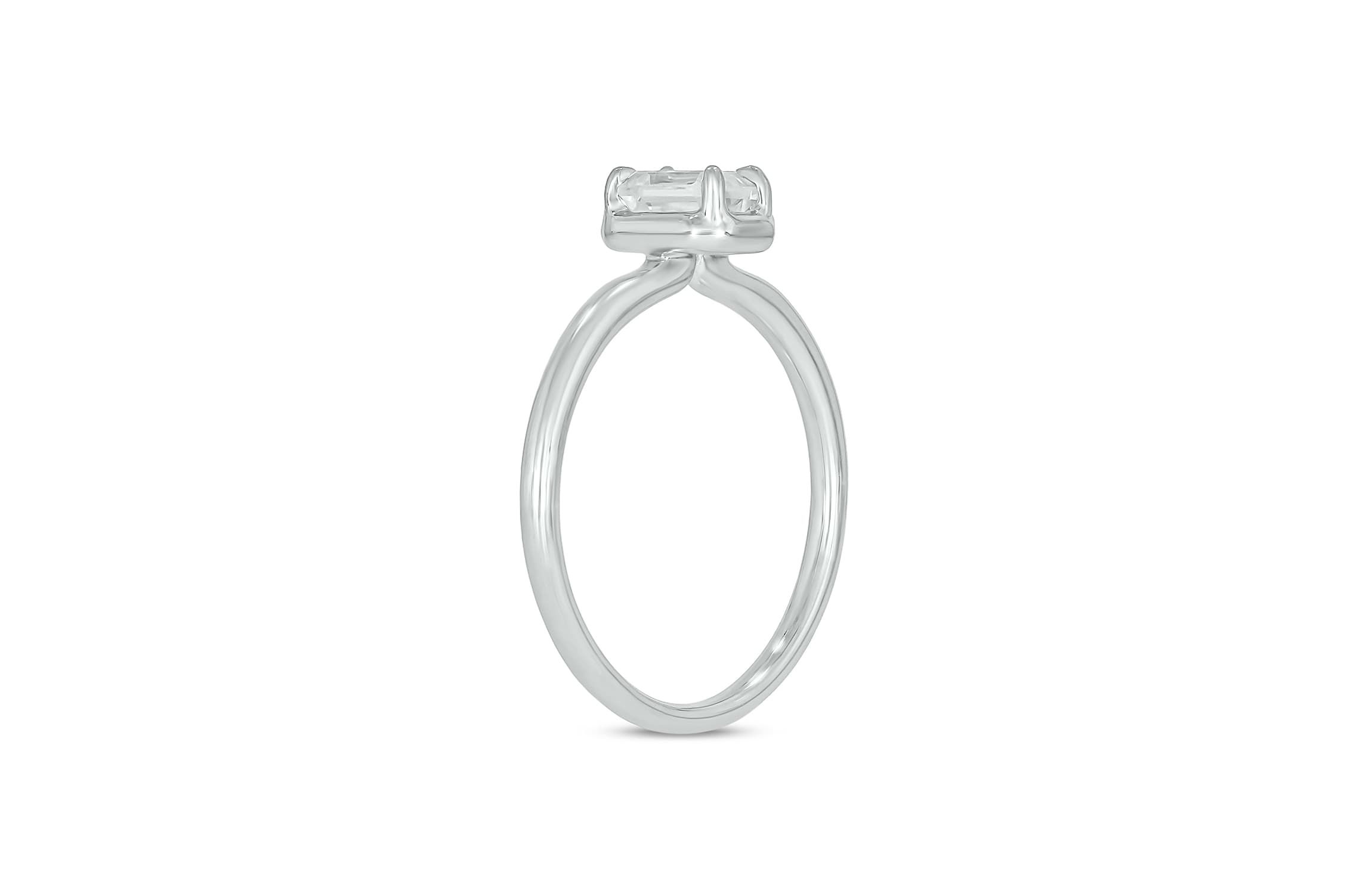 Lab Created 1/3 Carat Lab-Grown Diamond Solitaire Emerald-Cut Ring in Sterling Silver