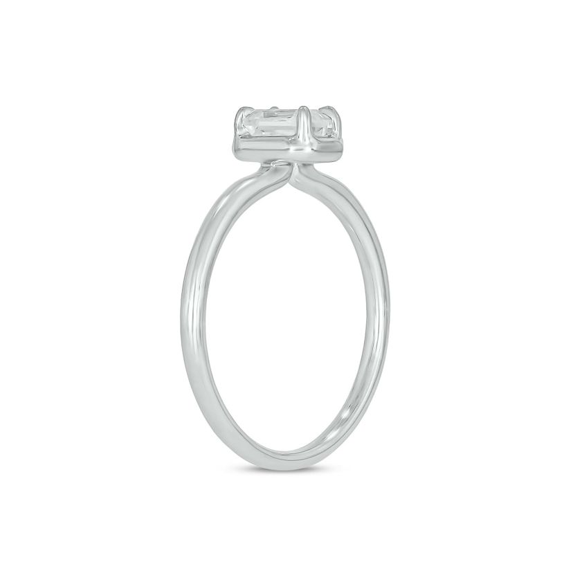Lab Created 1/3 Carat Lab-Grown Diamond Solitaire Emerald-Cut Ring in Sterling Silver