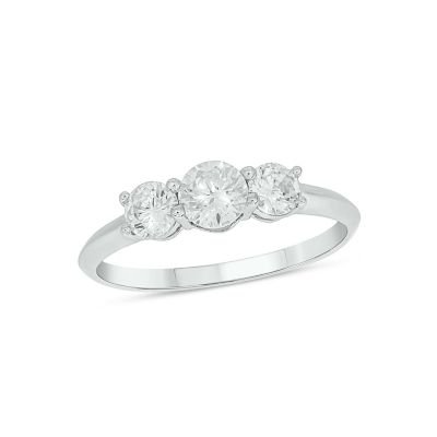 Belk & Co Lab Created 1 Carat Lab-Grown Round Diamond Engagement Ring in Sterling Silver, White, 6.5