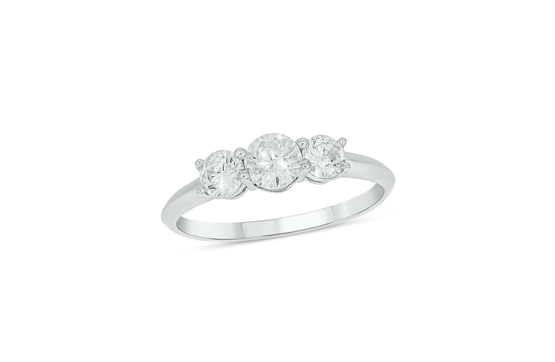 Lab Created 1 Carat Lab-Grown Round Diamond Engagement Ring in Sterling Silver