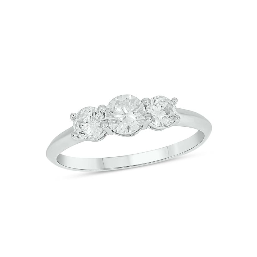 Lab Created 1 Carat Lab-Grown Round Diamond Engagement Ring in Sterling Silver