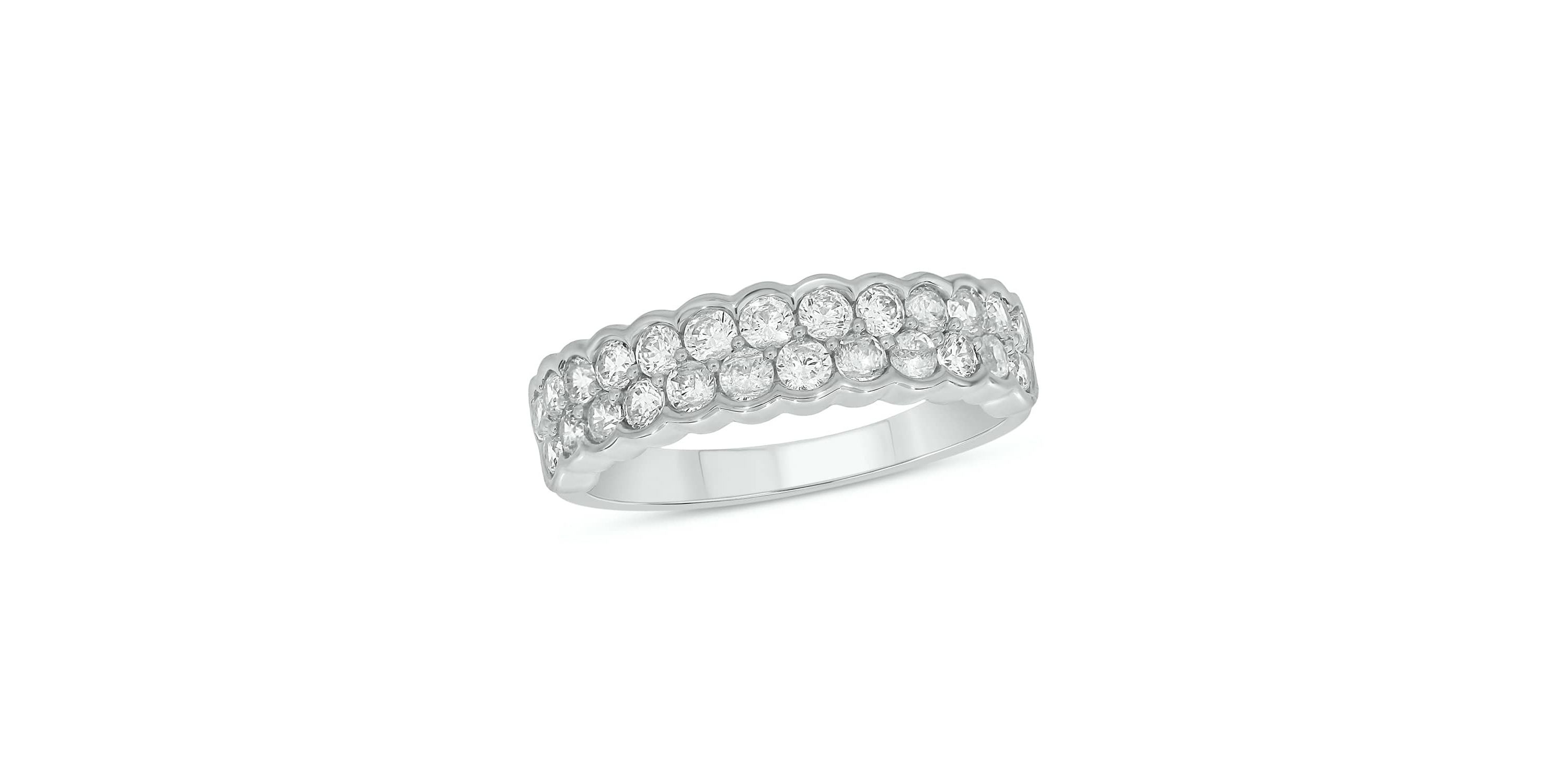 Lab Created 1 Carat Lab-Grown 2 Row Diamond Anniversary Ring in Sterling Silver