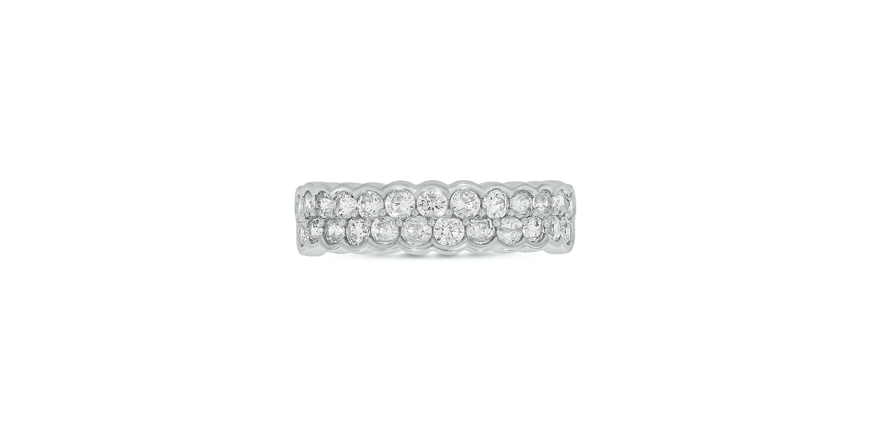 Lab Created 1 Carat Lab-Grown 2 Row Diamond Anniversary Ring in Sterling Silver