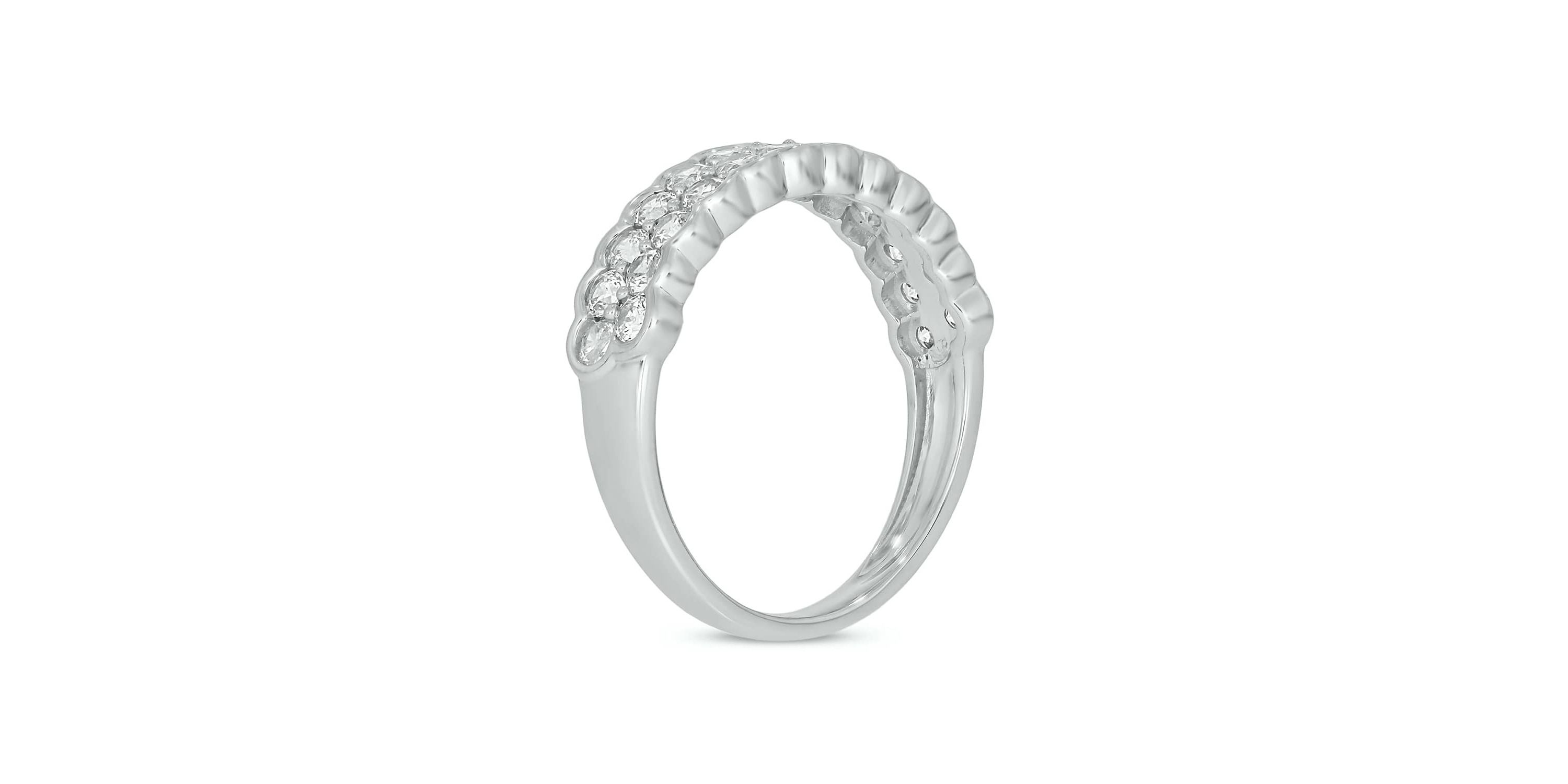 Lab Created 1 Carat Lab-Grown 2 Row Diamond Anniversary Ring in Sterling Silver