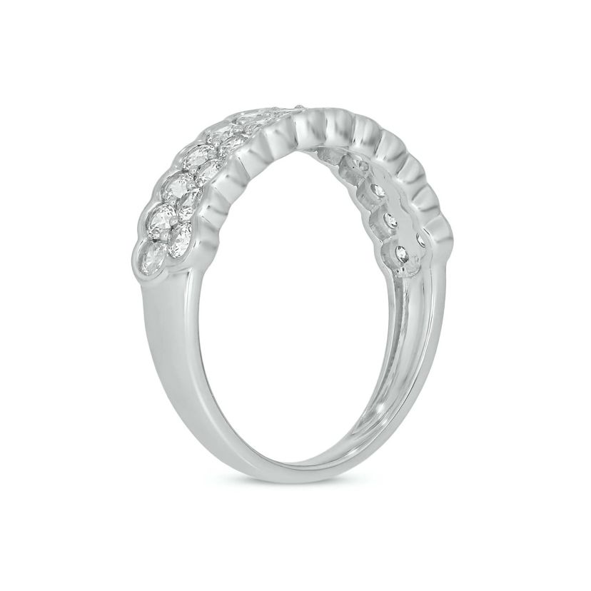 Lab Created 1 Carat Lab-Grown 2 Row Diamond Anniversary Ring in Sterling Silver