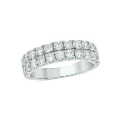 Belk & Co Lab Created 1 1/2 Carat Lab-Grown Dazzling Two-Row Diamond Anniversary Ring in Sterling Silver, White, 5