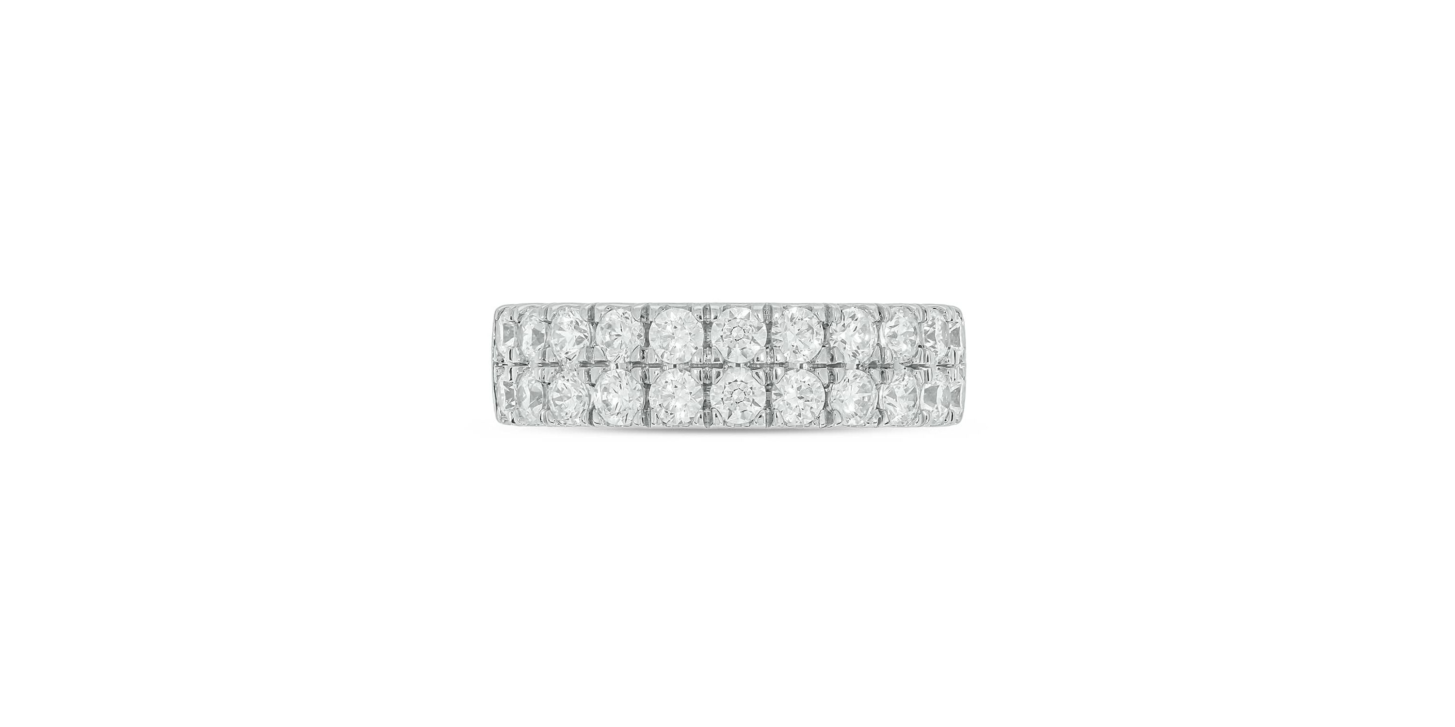 Lab Created 1 1/2 Carat Lab-Grown Dazzling Two-Row Diamond Anniversary Ring in Sterling Silver