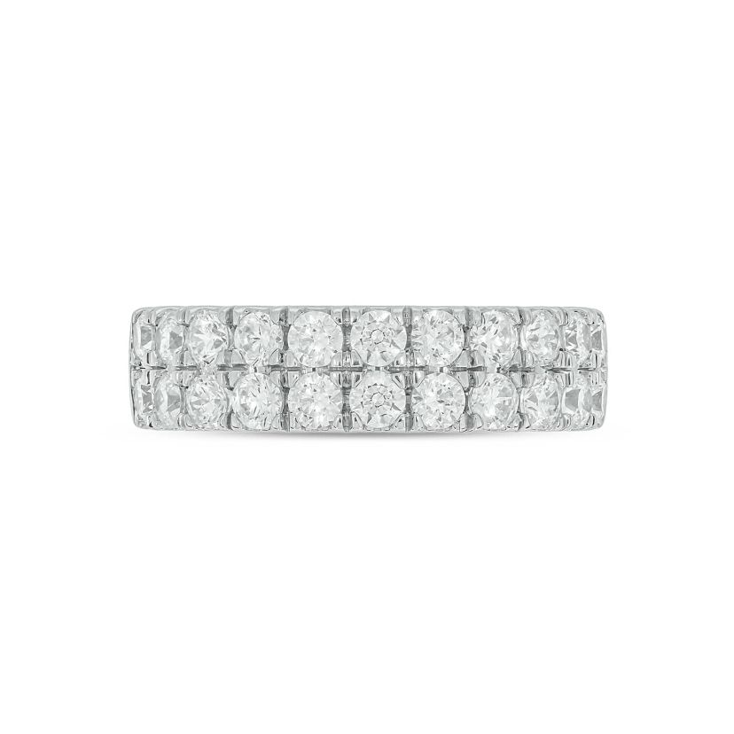 Lab Created 1 1/2 Carat Lab-Grown Dazzling Two-Row Diamond Anniversary Ring in Sterling Silver