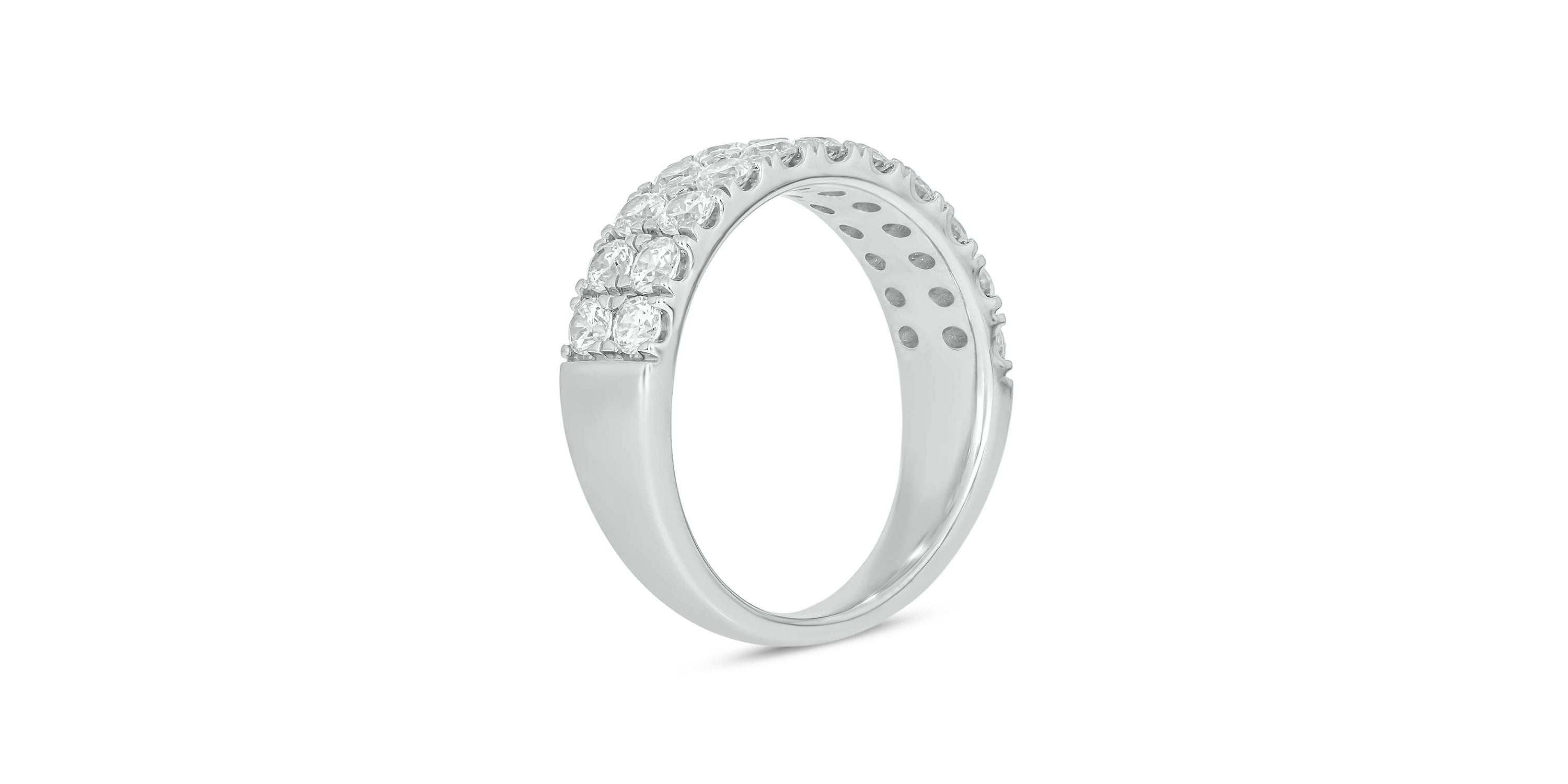 Lab Created 1 1/2 Carat Lab-Grown Dazzling Two-Row Diamond Anniversary Ring in Sterling Silver