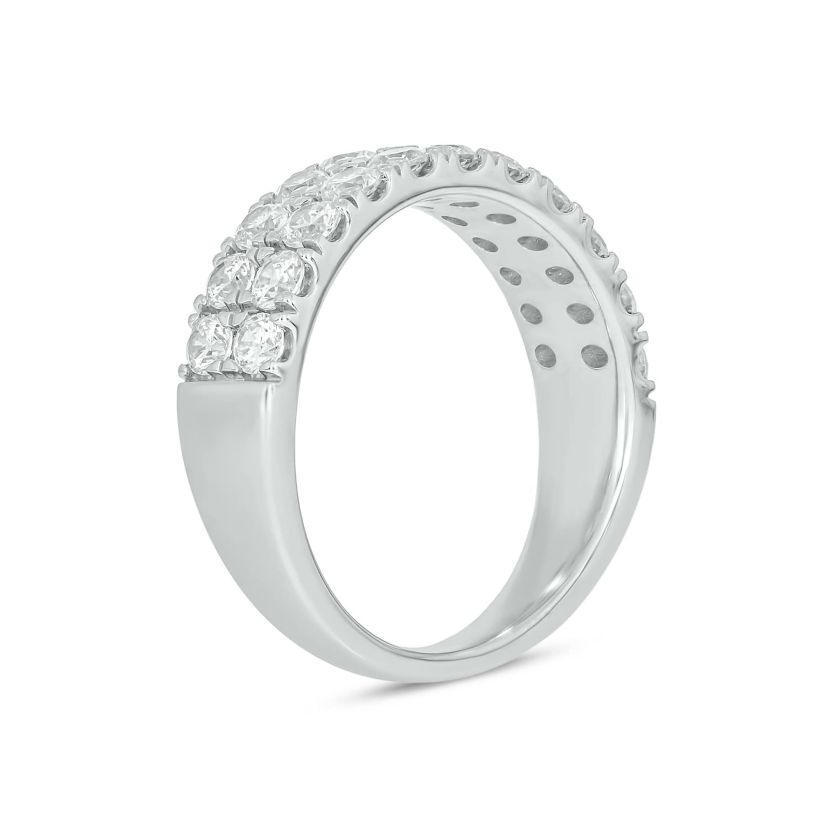 Lab Created 1 1/2 Carat Lab-Grown Dazzling Two-Row Diamond Anniversary Ring in Sterling Silver
