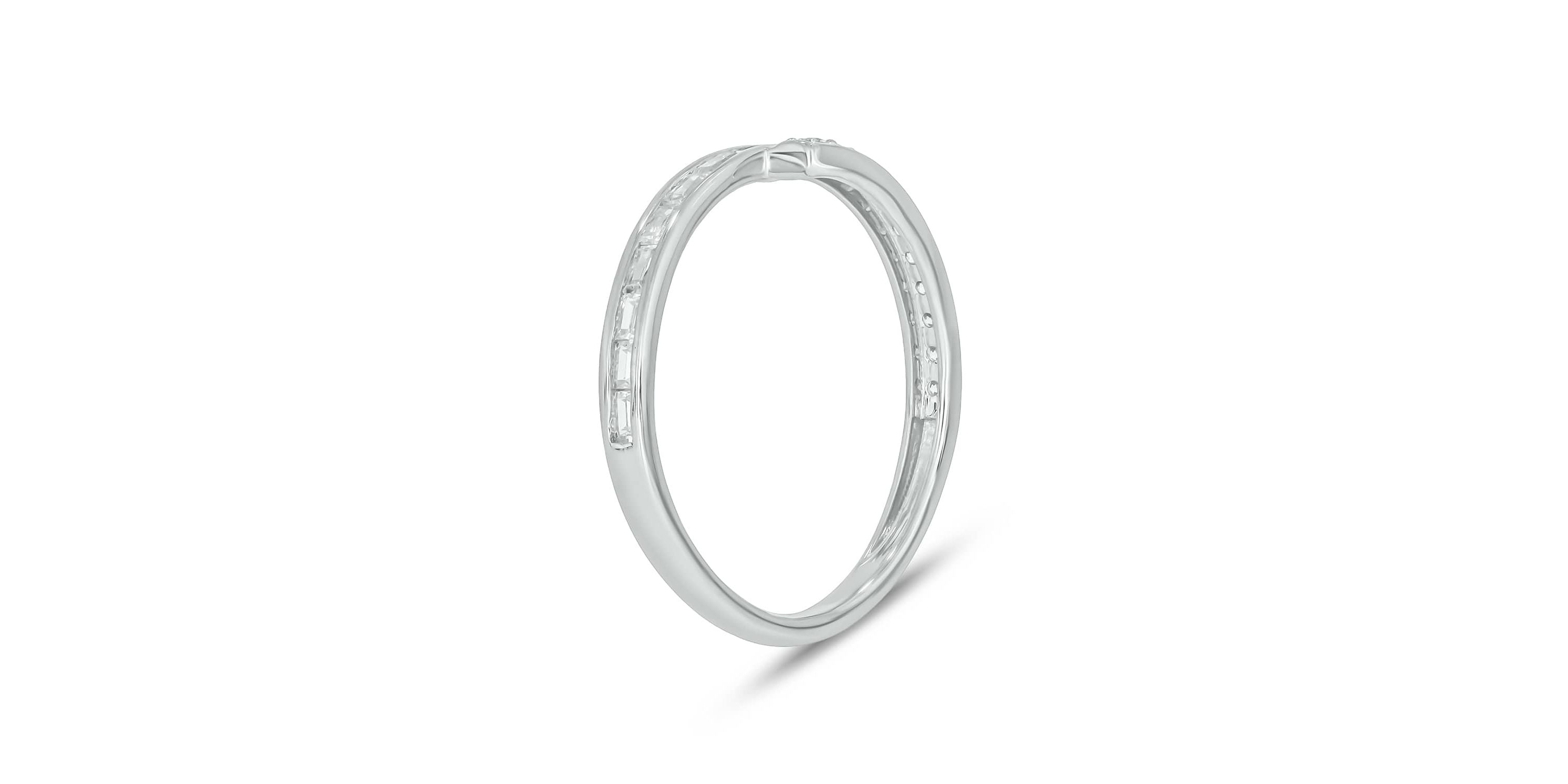 Lab Created 1/4 Carat Lab-Grown Round & Baguette Bypass Fashion Ring in Sterling Silver
