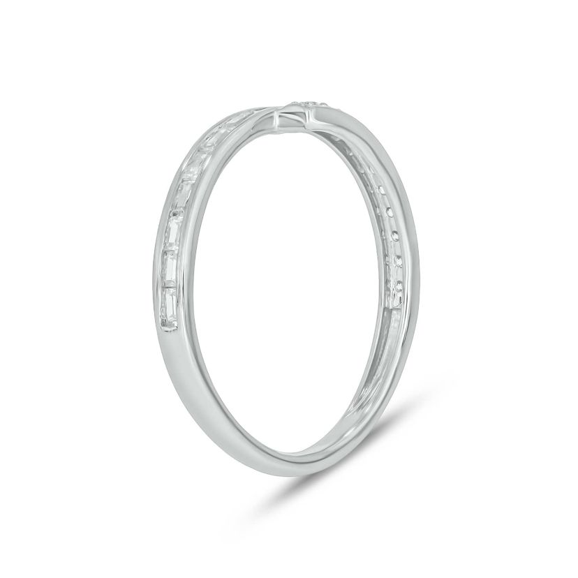 Lab Created 1/4 Carat Lab-Grown Round & Baguette Bypass Fashion Ring in Sterling Silver