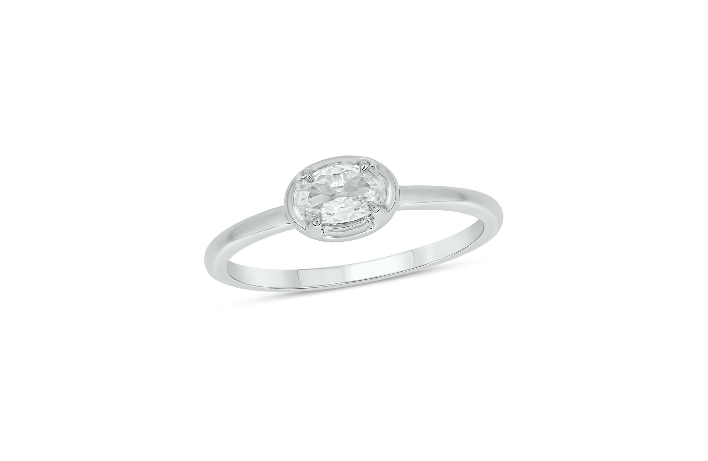 Lab Created 1/3 Carat Lab-Grown Diamond Solitaire Oval Ring in Sterling Silver