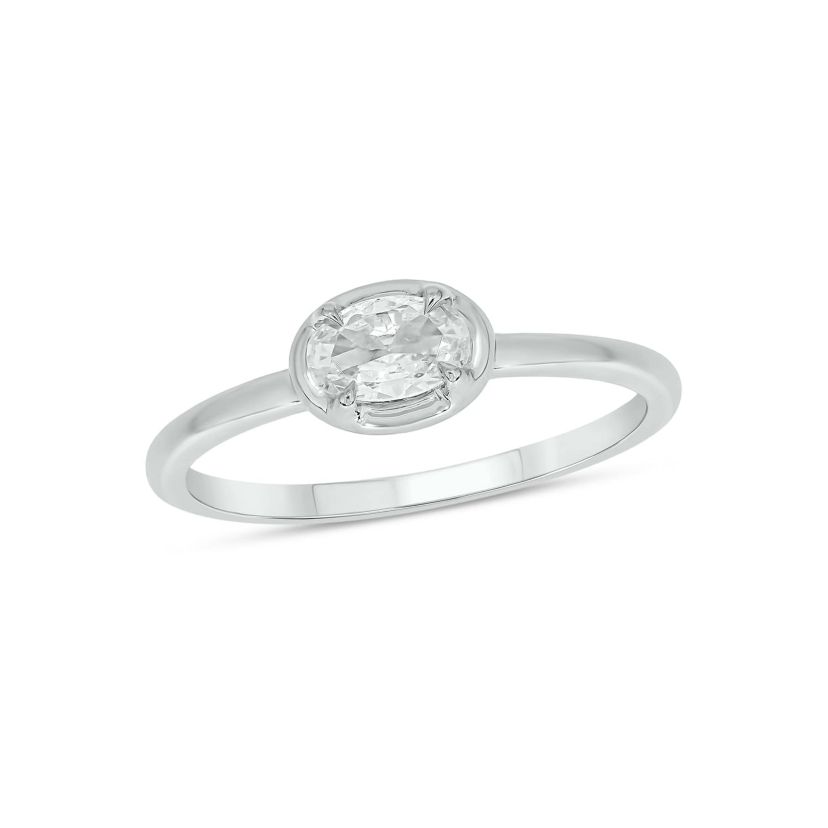 Lab Created 1/3 Carat Lab-Grown Diamond Solitaire Oval Ring in Sterling Silver