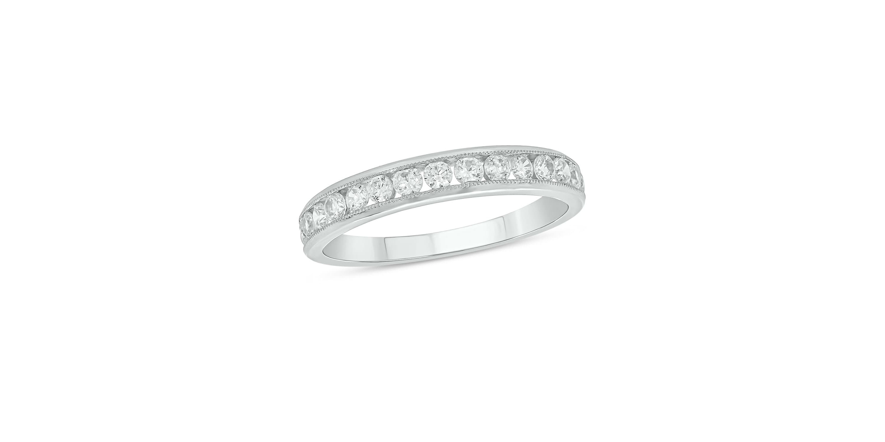 Lab Created 1/2 Carat Lab-Grown Diamond Channel Band  Anniversary Ring in Sterling Silver